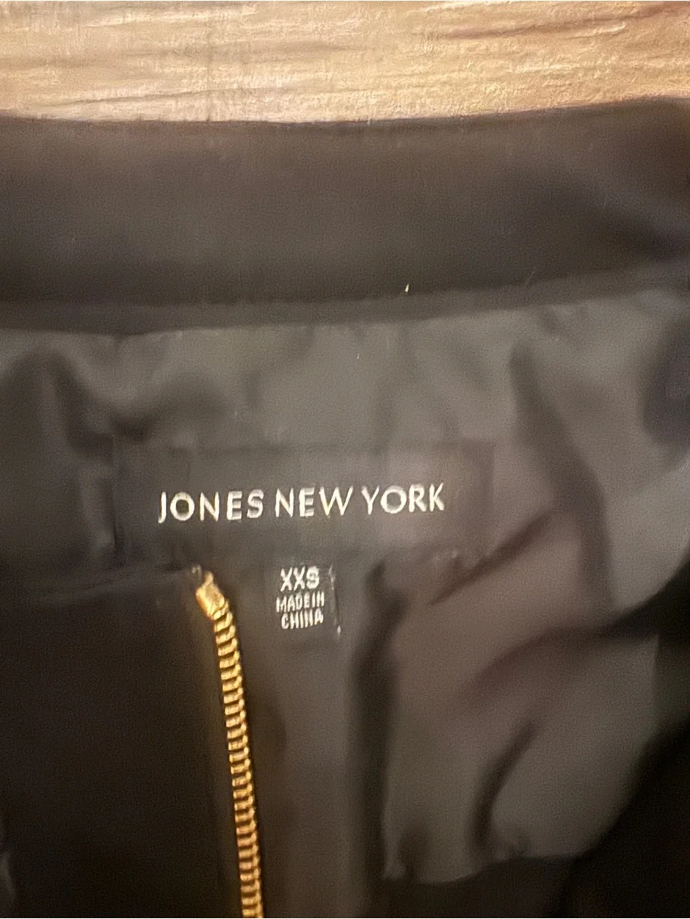 Jones New York Black Quilted Front Jacket with Gold Hardware